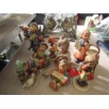 Eight various Goebel Hummel figures and a Capodimonte figure (9)