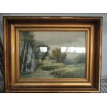 A Victorian river landscape watercolour, indistinctly signed lower left,