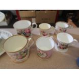 Six various Victorian inscribed and flower-painted mugs,