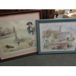 A print by Jason Partner depicting Yarmouth and Nelson scenes and a Martin Sexton print depicting