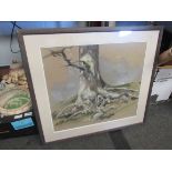 Framed and glazed pastel "Tree Bolt on Shores of Derwentwater" - Isabel Watson,