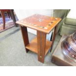 An inlaid wooden occasional two tier table,