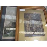 Two 19th Century colour engravings of Cathedral interior scenes,