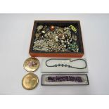 A jewellery box with contents and a quantity of bijouterie