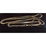 A 9ct gold box link bracelet, 17cm long and a matching necklace, 54cm long, 17.