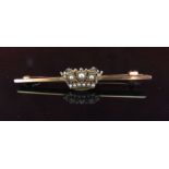 A 9ct gold seed pearl coronet bar brooch,