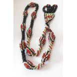 WWI Turkish prisoner of war beadwork necklace with snake like markings, 60cm long,