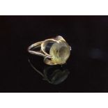 A 9ct gold ring with citrine set in open mount. Size N, 3.