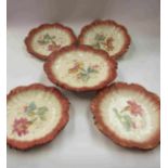 A set of five Victorian floral plates