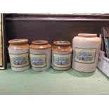Four Keillers earthenware storage jars for preserves