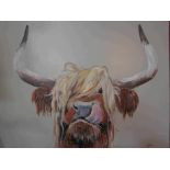 RYAN: Oils on canvas of highland cow,