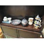 Oriental wares including ginger jar, soapstone inkwell,
