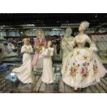 Four Royal Doulton figures "Loving You", "Christmas Parcels" Faith and Diana,