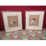 A pair of modern watercolour studies of puppies,