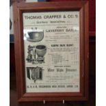 A bygone Thomas Crapper & Co framed advert, 29cm x 19.