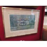 A print entitled "Swedish House" framed and glazed, 32cm x 48cm, pencil signed,