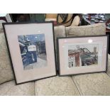 ANDREW VASS (XX/ XXI) Two framed and glazed watercolours of street scenes, signed and dated '85/86,