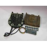 A snakeskin handbag and beadwork items