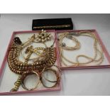 Various costume jewellery including faux pearl necklace etc