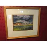 JAMES GORMAN (SCOTTISH 1931-2005) (ARR) A framed and glazed acrylic on card titled 'Auchencar,