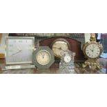 Five various timepieces including crystal