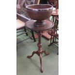 A tripod occasional table and treen pedestal bowl (2)