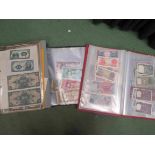 Three folders of World banknotes including China, Hong Kong, Japan, Indonesia,