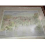 A framed and glazed limited edition print of Knaresborough, North Yorkshire, pencil signed,