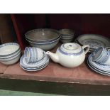 A quantity of 20th Century Chinese blue and white tea wares
