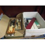 Two boxes of mixed cutlery including Walker and Hall