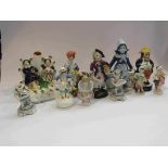 A collection of figures including Staffordshire, Meissen etc.