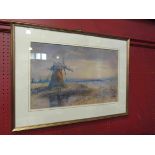 S. W. LITTLEWOOD (XIX/XX) A framed and glazed watercolour of a Broads Windmill.