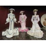 Three Coalport figures, "Louisa at Ascot",