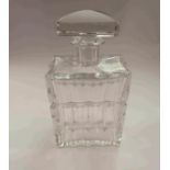 A large Art Deco cut glass decanter with stopper,