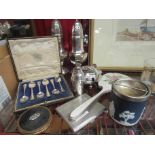 A selection of plated wares including sifters,