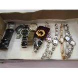 A selection of wristwatches including Henley and Timor examples and a brooch