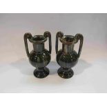 A pair of Victorian urn form art pottery vases,
