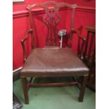 A 1930's Chippendale revival mahogany carver chair,