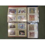 Two folders containing collection of Royal Mail stamp postcards and some loose