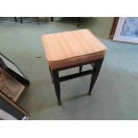 Property of a Major (label to verso) an Edwardian line inlaid mahogany stool on brass capped feet,