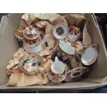 A box of mixed ceramics including Indian Tree,