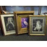 Three gilt framed prints including Hon John Baker,