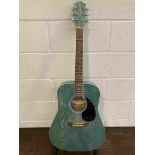 An Earthfire 'Autumn Leaves' acoustic guitar with blue natural body,