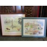 A print by Jason Partner depicting Yarmouth and Nelson scenes and a Martin Sexton print depicting