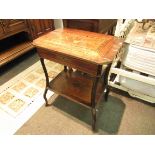 A 19th Century French wash table with lift up top, some veneer lifting, lock a/f,