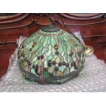 An Art Deco style stained glass Dragonfly large pendant light