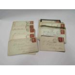 A collection of 19th Century Victorian envelopes with penny red stamps