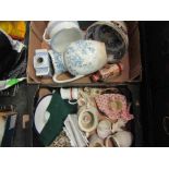 A quantity of ceramics including Victorian inkstand and blue and white wares