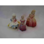 Three Royal Doulton figurines, "Ellen", "Bridesmaid" and "Rose",