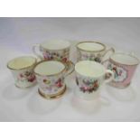 Six various Victorian inscribed and flower-painted mugs,